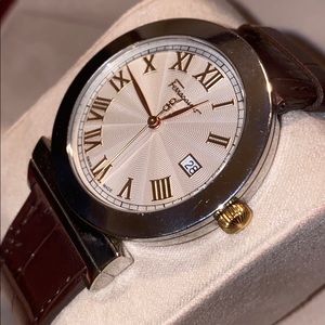 Ferragamo Men Grande Maison Brown Leather Watch